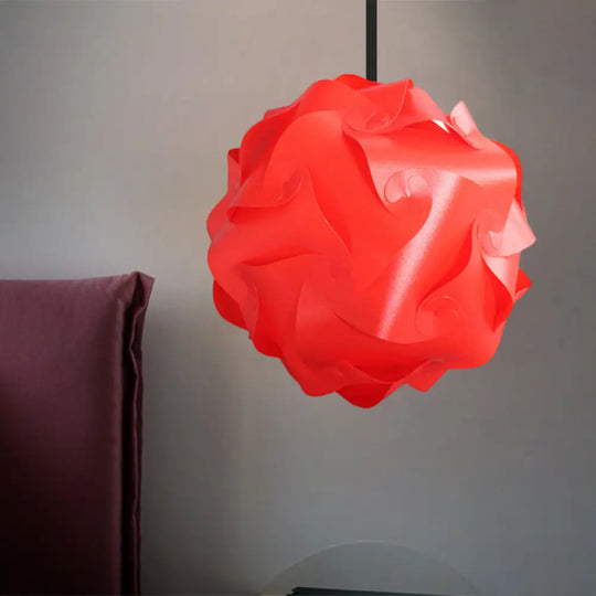 Contemporary Acrylic Globe Hanging Lamp Set - White/Red/Pink 1-Light Pendant Light 8’/9’/10’