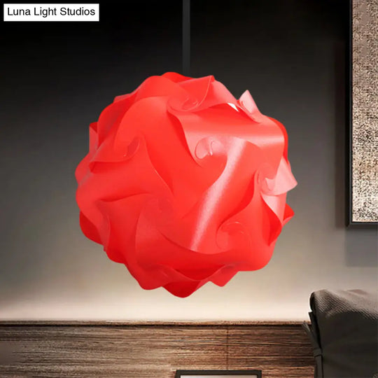 Contemporary Acrylic Globe Hanging Lamp Set - White/Red/Pink 1-Light Pendant Light 8’/9’/10’