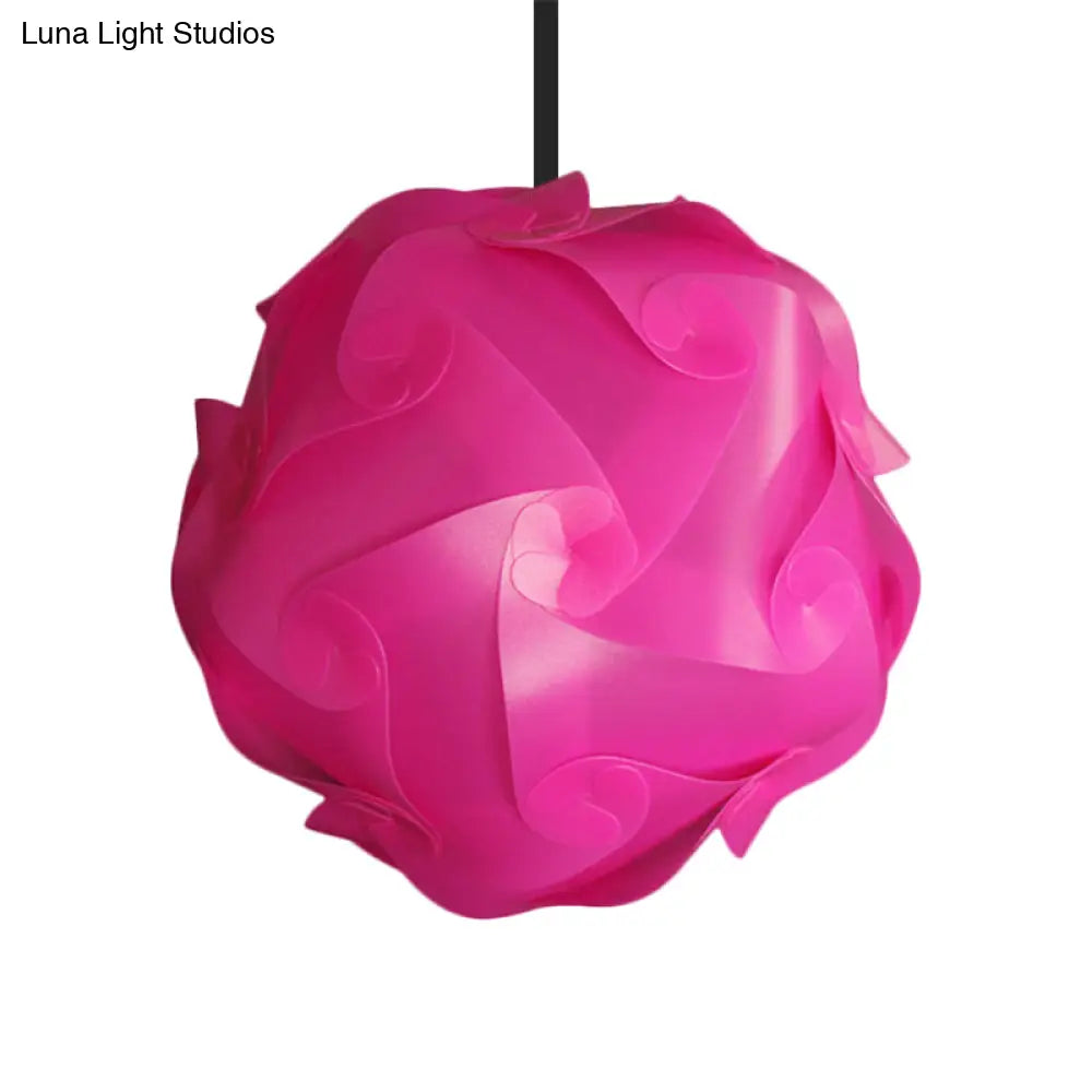 Contemporary Hanging Globe Lamp Set - White/Red/Pink 1-Light Acrylic Ceiling Pendant Light 8/9/10