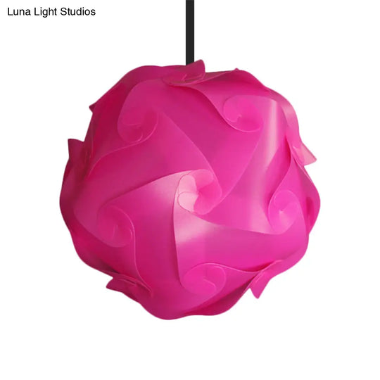 Contemporary Hanging Globe Lamp Set - White/Red/Pink 1-Light Acrylic Ceiling Pendant Light 8/9/10