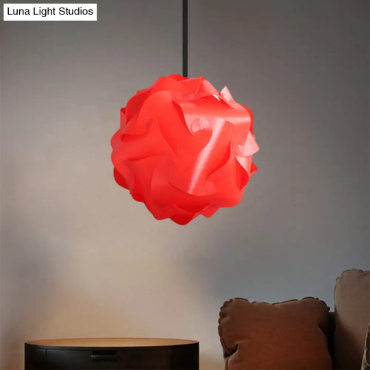 Contemporary Acrylic Globe Hanging Lamp Set - White/Red/Pink 1-Light Pendant Light 8’/9’/10’