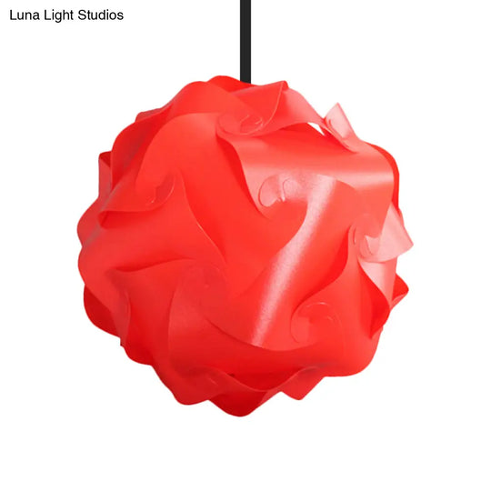 Contemporary Acrylic Globe Hanging Lamp Set - White/Red/Pink 1-Light Pendant Light 8’/9’/10’