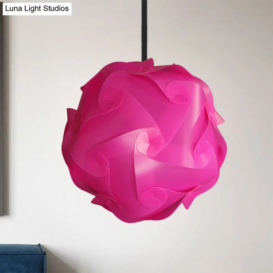 Contemporary Acrylic Globe Hanging Lamp Set - White/Red/Pink 1-Light Pendant Light 8’/9’/10’