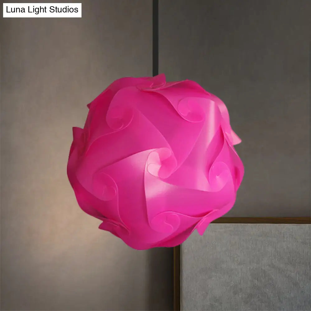 Contemporary Hanging Globe Lamp Set - White/Red/Pink 1-Light Acrylic Ceiling Pendant Light 8/9/10