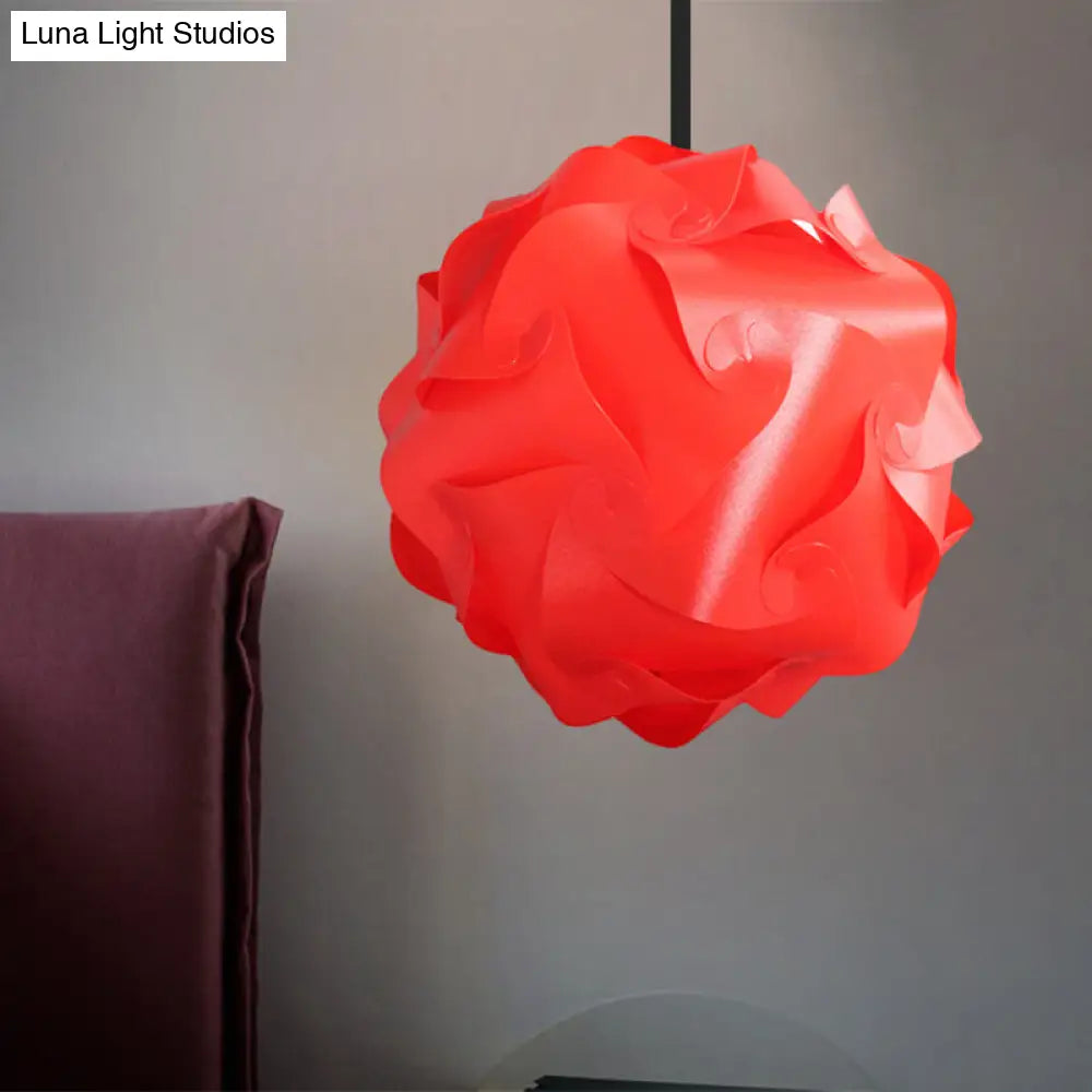 Contemporary Hanging Globe Lamp Set - White/Red/Pink 1-Light Acrylic Ceiling Pendant Light 8/9/10