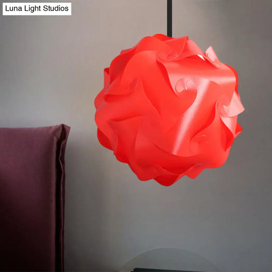 Contemporary Hanging Globe Lamp Set - White/Red/Pink 1-Light Acrylic Ceiling Pendant Light 8/9/10