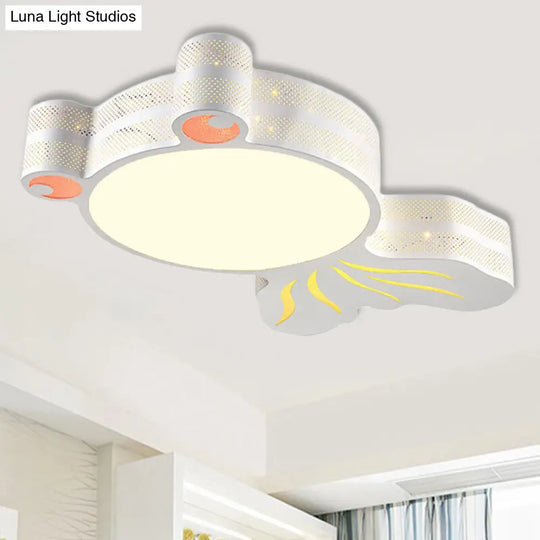 Contemporary Acrylic Kindergarten Fish Flush Ceiling Light Fixture White /