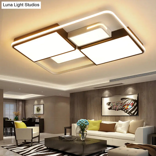 Contemporary Acrylic Led Ceiling Light For Living Room In Black - White