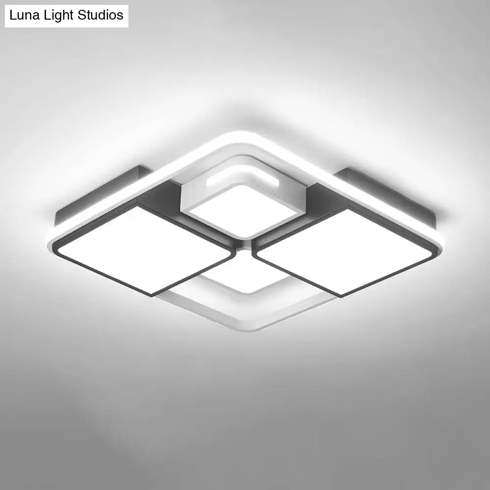 Contemporary Acrylic Led Ceiling Light For Living Room In Black-White White / 19.5