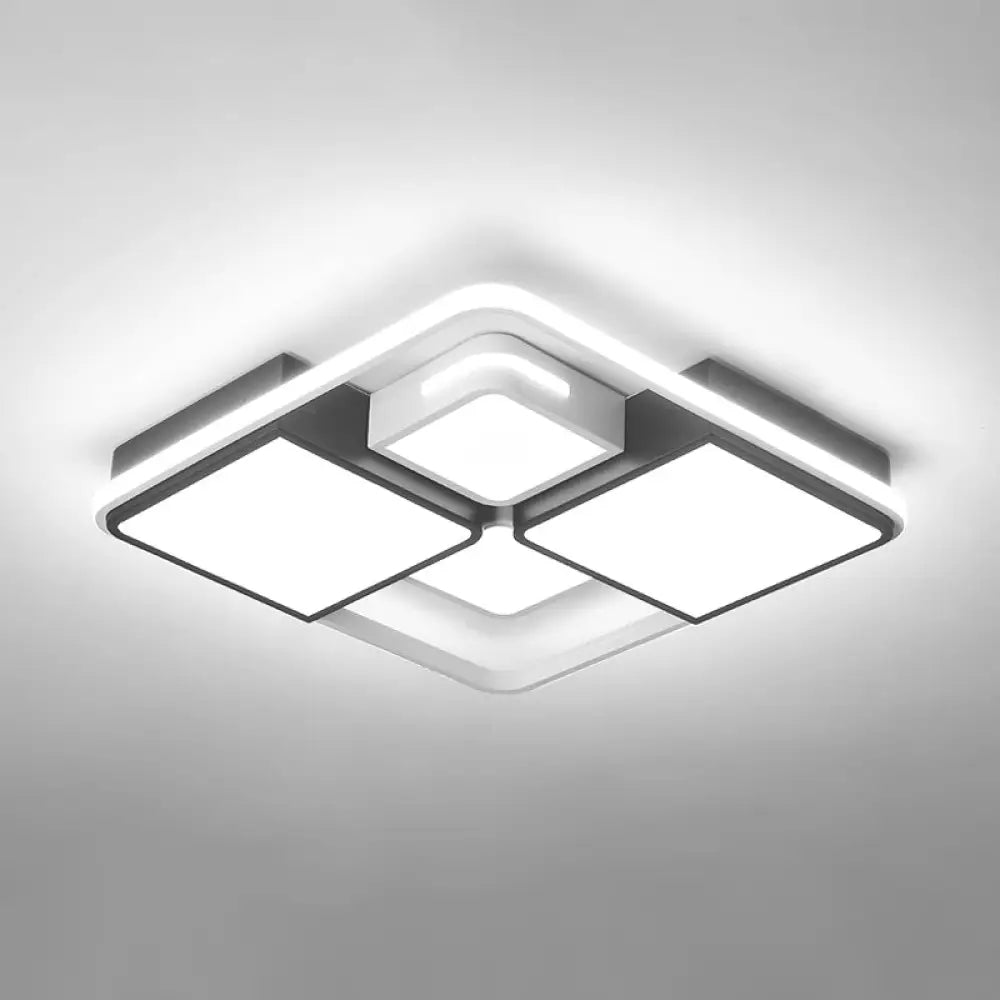 Contemporary Acrylic Led Ceiling Light For Living Room In Black - White White / 16’