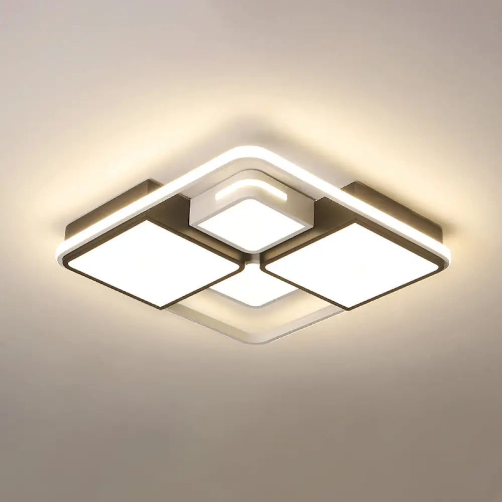 Contemporary Acrylic Led Ceiling Light For Living Room In Black - White White / 16’ Third Gear