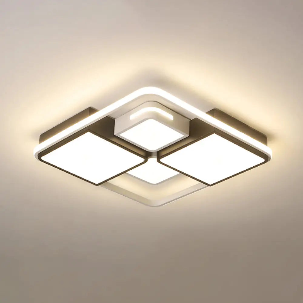 Contemporary Acrylic Led Ceiling Light For Living Room In Black - White White / 19.5’ Third Gear