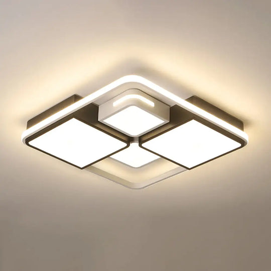 Contemporary Acrylic Led Ceiling Light For Living Room In Black - White White / 23.5’ Third Gear