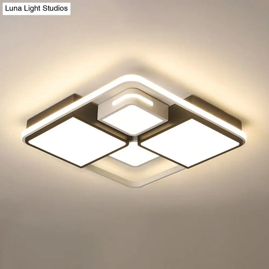 Contemporary Acrylic Led Ceiling Light For Living Room In Black-White White / 23.5 Third Gear