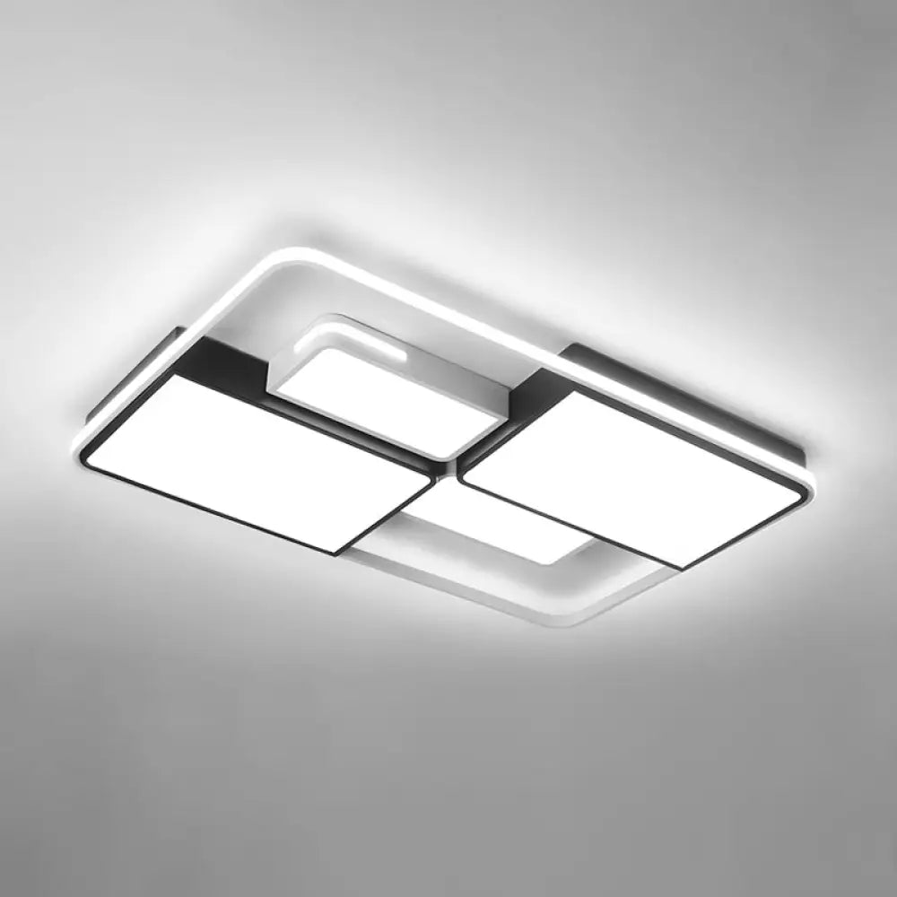 Contemporary Acrylic Led Ceiling Light For Living Room In Black - White White / 35.5’