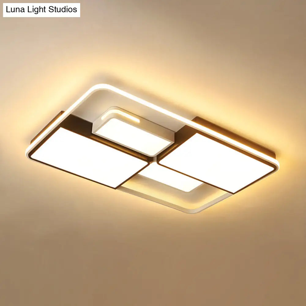 Contemporary Acrylic Led Ceiling Light For Living Room In Black-White White / 35.5 Warm