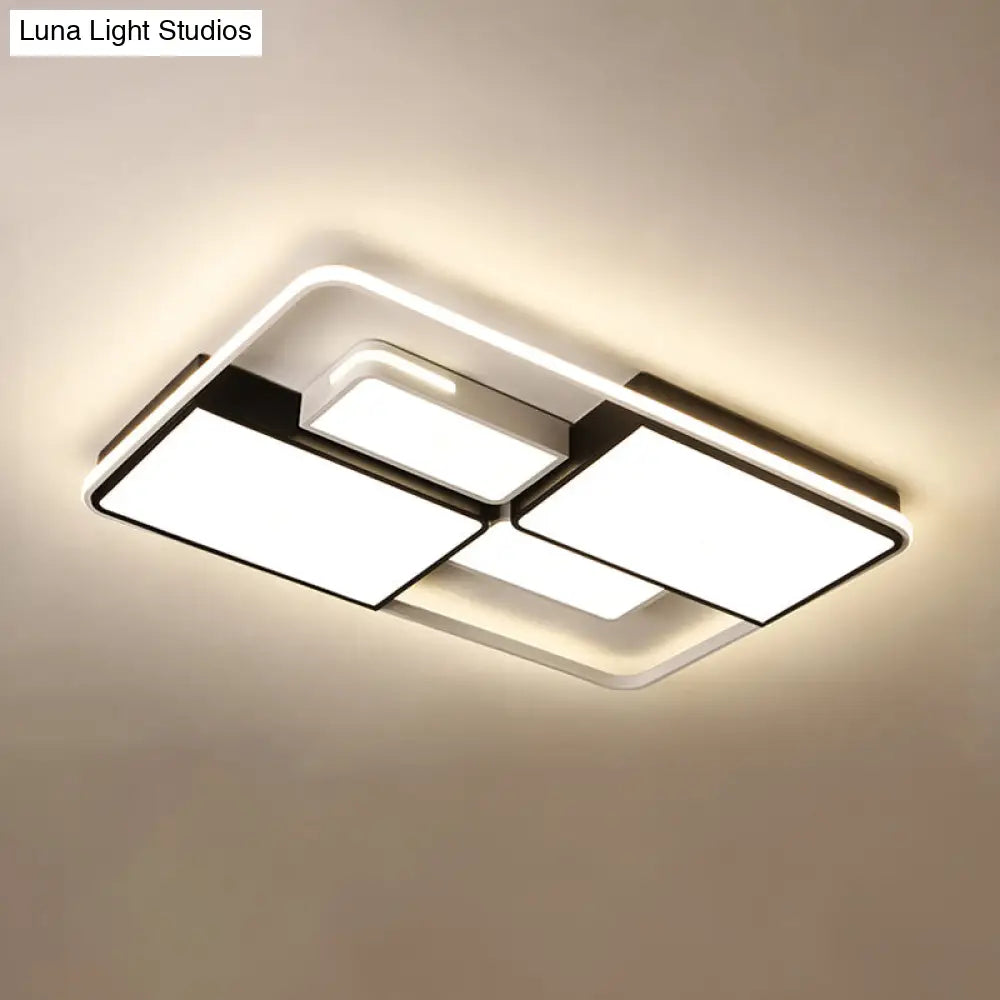 Contemporary Acrylic Led Ceiling Light For Living Room In Black-White White / 35.5 Third Gear