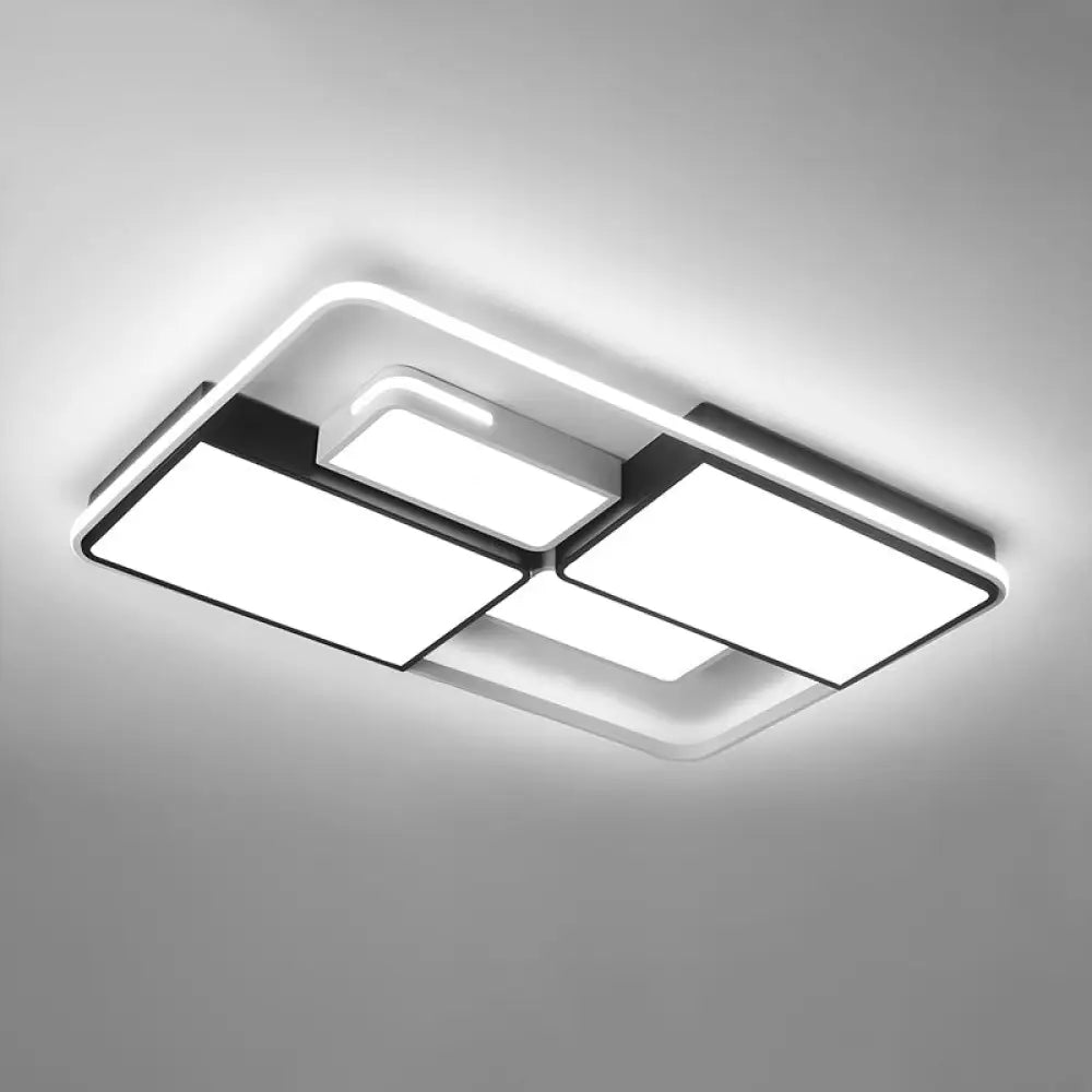 Contemporary Acrylic Led Ceiling Light For Living Room In Black - White White / 47.5’