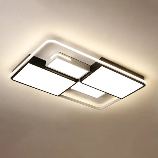 Contemporary Acrylic Led Ceiling Light For Living Room In Black - White White / 47.5’ Third Gear