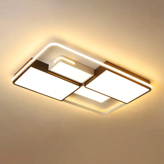 Contemporary Acrylic Led Ceiling Light For Living Room In Black - White White / 47.5’ Warm