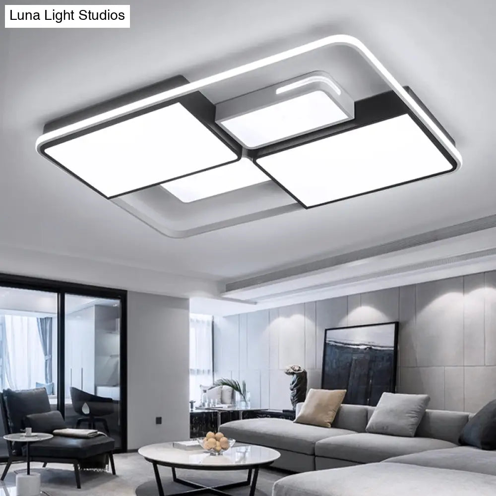 Contemporary Acrylic Led Ceiling Light For Living Room In Black - White