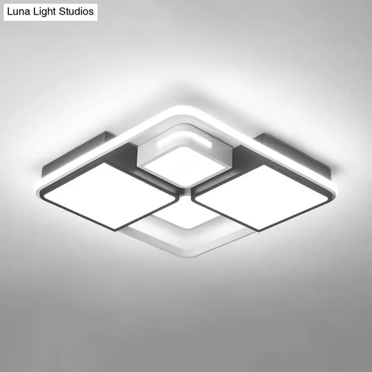 Contemporary Acrylic Led Ceiling Light For Living Room In Black-White White / 16