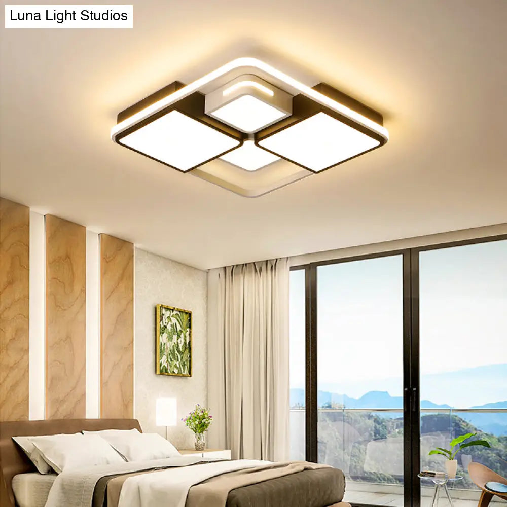 Contemporary Acrylic Led Ceiling Light For Living Room In Black - White