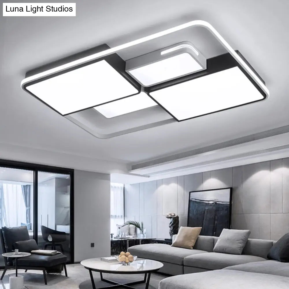 Contemporary Acrylic Led Ceiling Light For Living Room In Black-White