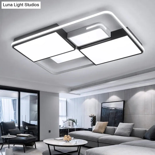 Contemporary Acrylic Led Ceiling Light For Living Room In Black-White