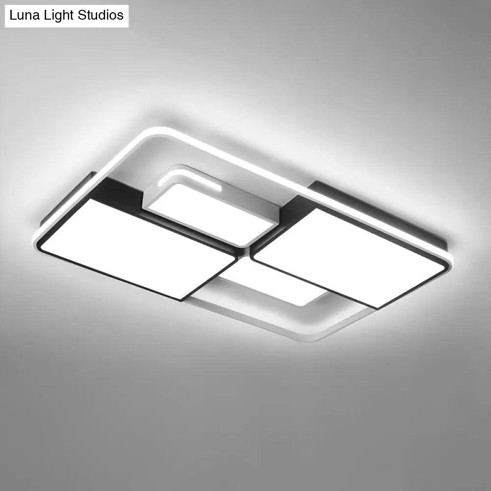 Contemporary Acrylic Led Ceiling Light For Living Room In Black-White White / 47.5