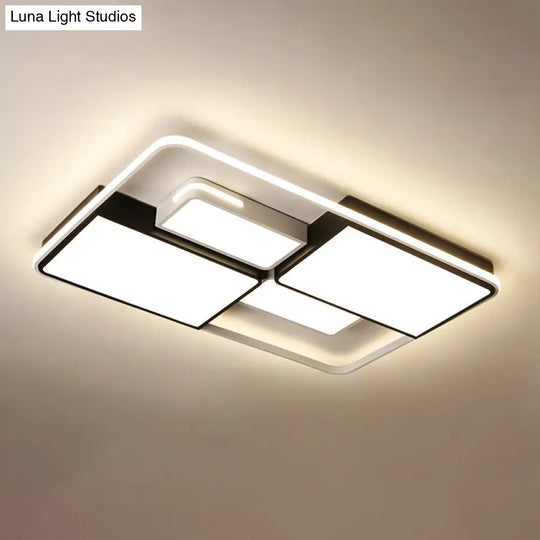 Contemporary Acrylic Led Ceiling Light For Living Room In Black-White White / 47.5 Third Gear