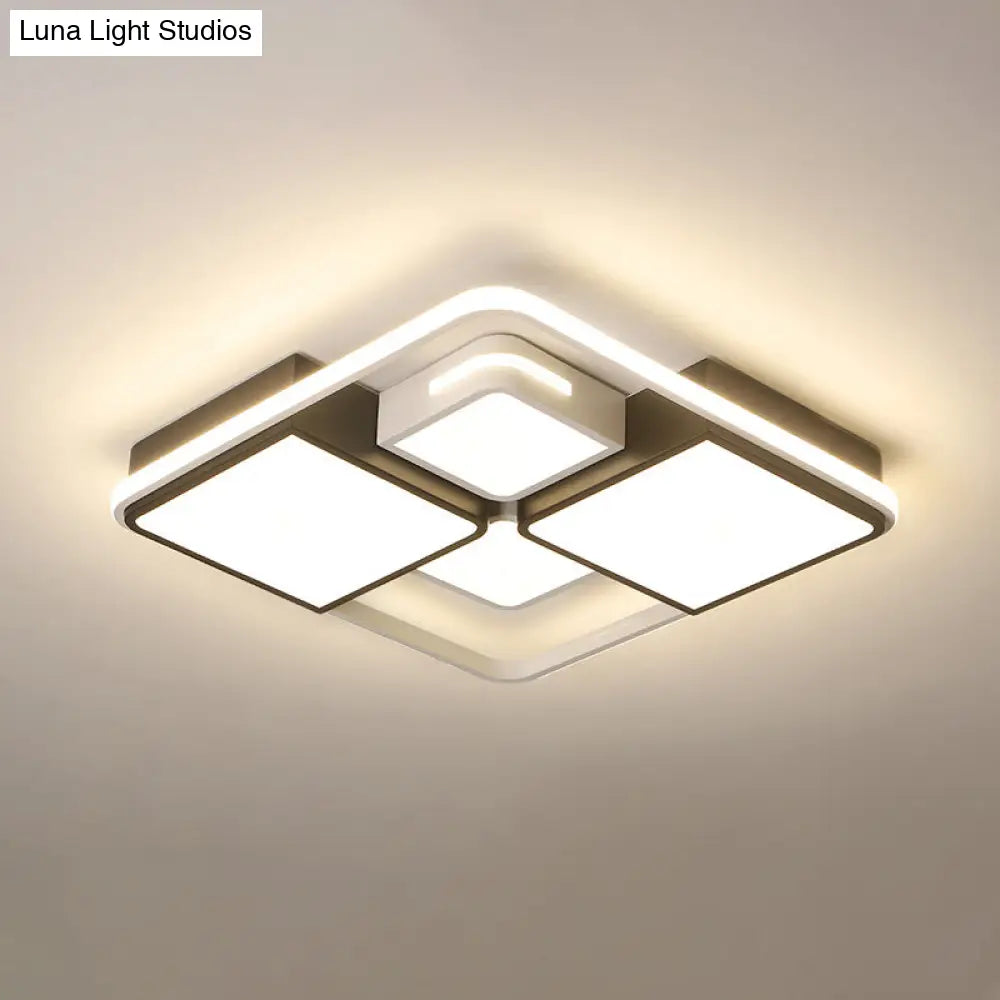 Contemporary Acrylic Led Ceiling Light For Living Room In Black-White White / 19.5 Third Gear