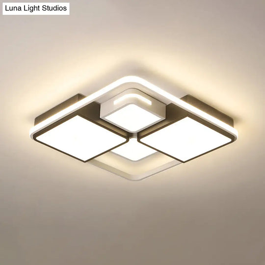 Contemporary Acrylic Led Ceiling Light For Living Room In Black-White White / 19.5 Third Gear