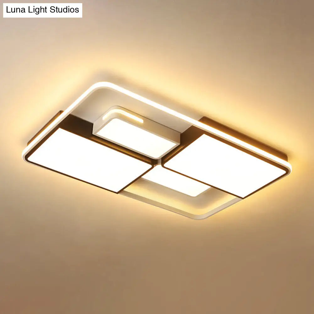 Contemporary Acrylic Led Ceiling Light For Living Room In Black-White White / 47.5 Warm