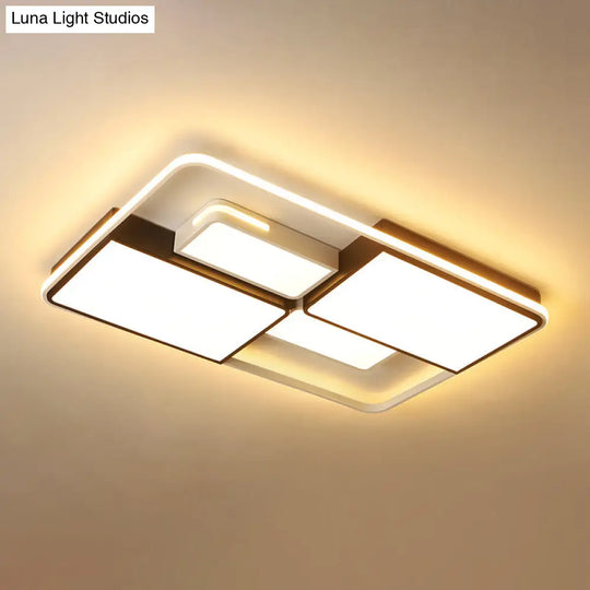 Contemporary Acrylic Led Ceiling Light For Living Room In Black-White White / 47.5 Warm