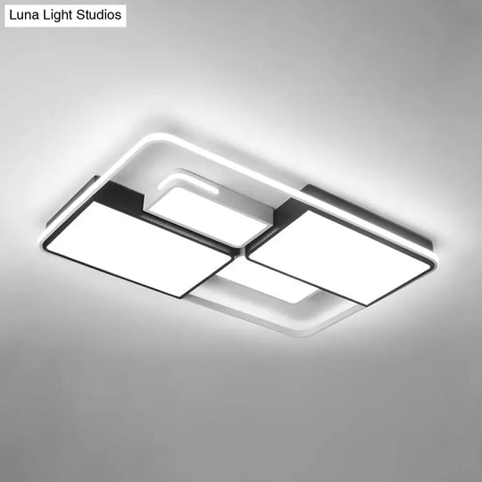 Contemporary Acrylic Led Ceiling Light For Living Room In Black-White White / 35.5