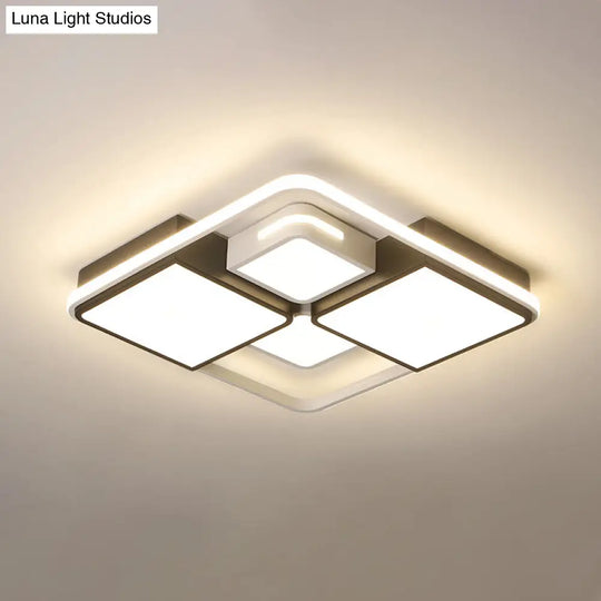 Contemporary Acrylic Led Ceiling Light For Living Room In Black-White White / 16 Third Gear