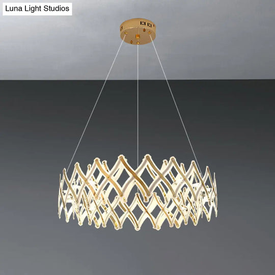 Contemporary Acrylic Led Chandelier - 31.5’/23.5’ W Grid Chrome/Gold Warm/White Light