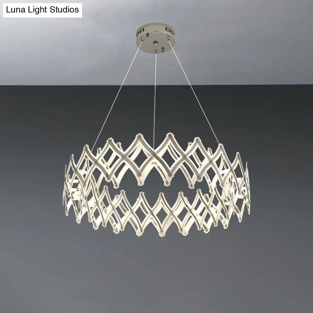 Contemporary Acrylic Led Chandelier - 31.5’/23.5’ W Grid Chrome/Gold Warm/White Light