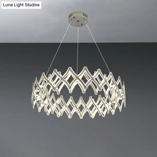 Contemporary Acrylic Led Chandelier - 31.5’/23.5’ W Grid Chrome/Gold Warm/White Light