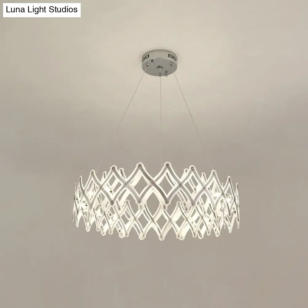 Contemporary Acrylic Led Chandelier - 31.5’/23.5’ W Grid Chrome/Gold Warm/White Light