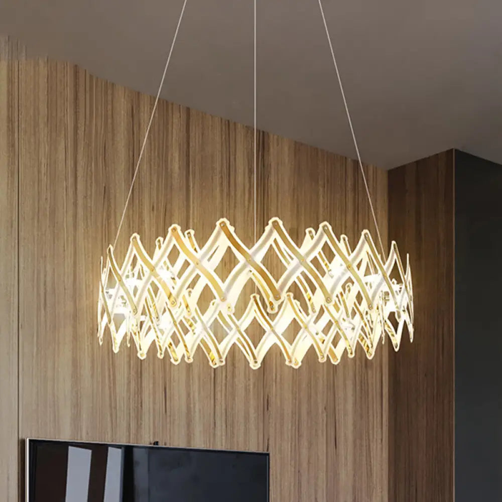 Contemporary Acrylic Led Chandelier - 31.5’/23.5’ W Grid Chrome/Gold Warm/White Light Gold /