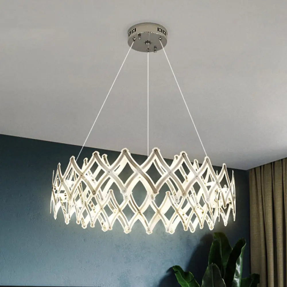 Contemporary Acrylic Led Chandelier - 31.5’/23.5’ W Grid Chrome/Gold Warm/White Light Chrome /