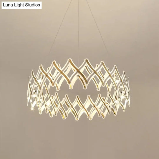 Contemporary Acrylic Led Chandelier - 31.5’/23.5’ W Grid Chrome/Gold Warm/White Light