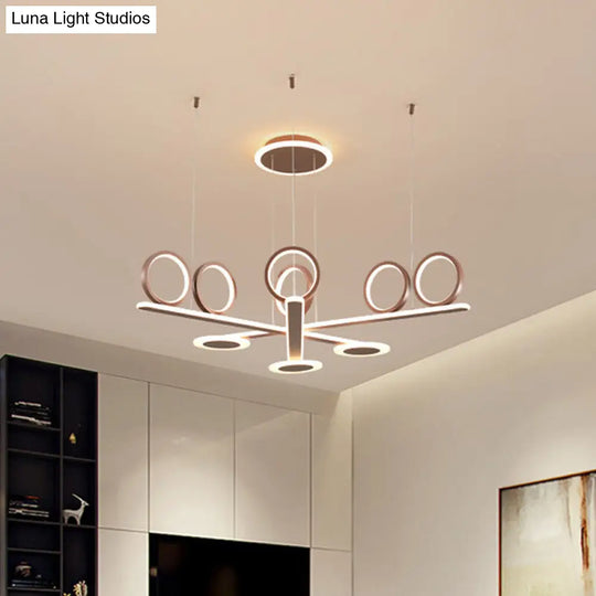 Contemporary Led Chandelier - Coffee Ring Pendant In Warm/White 31.5/39 Wide / 39 Warm