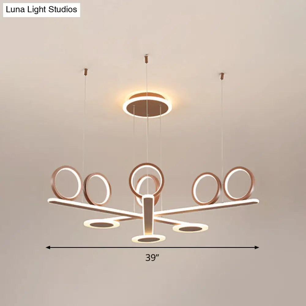 Contemporary Acrylic Led Chandelier: Coffee Ring Pendant Light In Warm/White 31.5’/39’ Wide