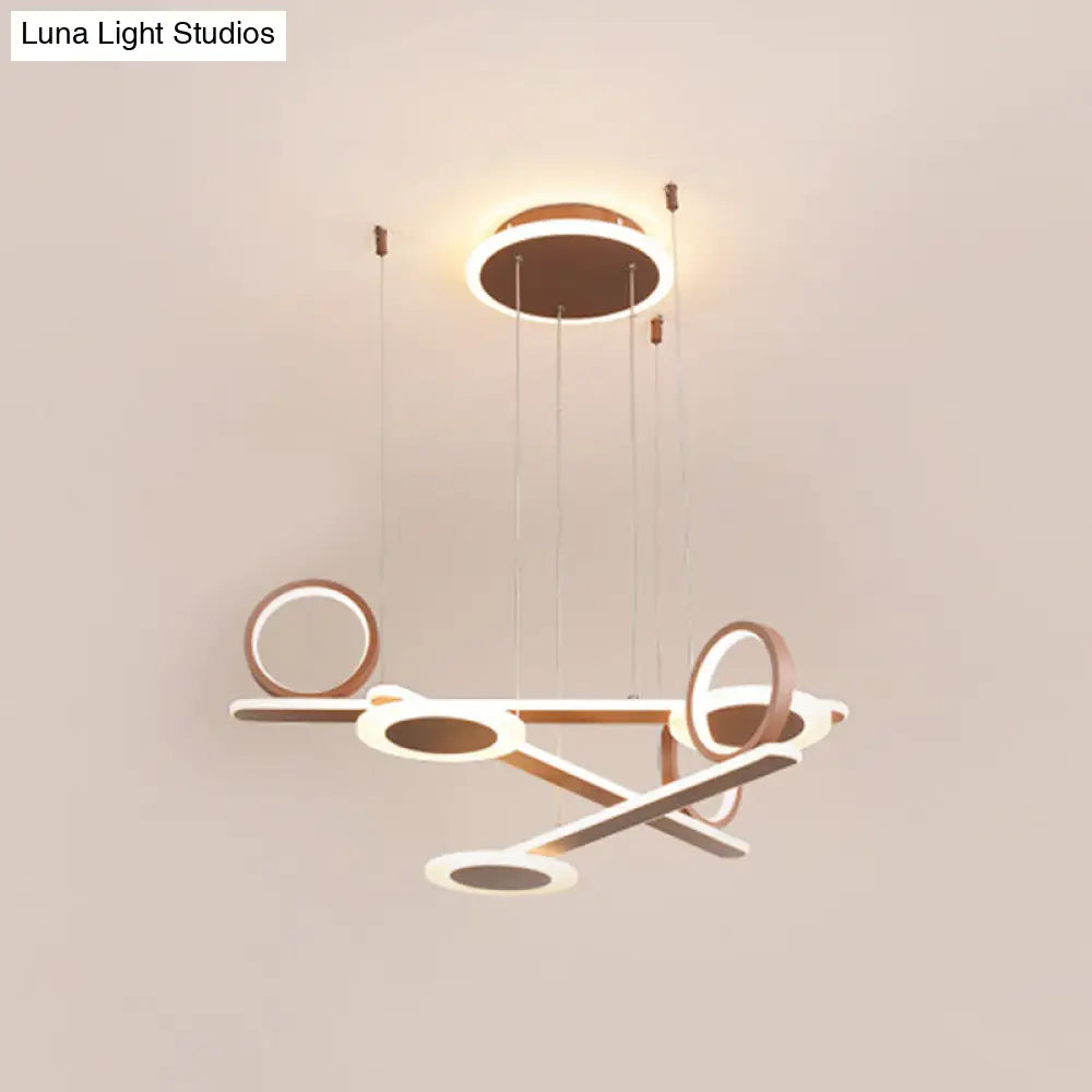 Contemporary Acrylic Led Chandelier: Coffee Ring Pendant Light In Warm/White 31.5’/39’ Wide