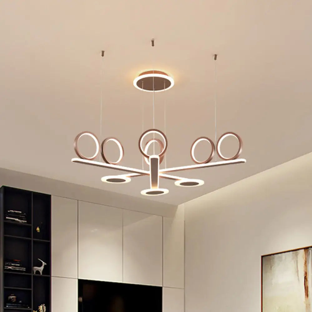 Contemporary Acrylic Led Chandelier: Coffee Ring Pendant Light In Warm/White 31.5’/39’ Wide /