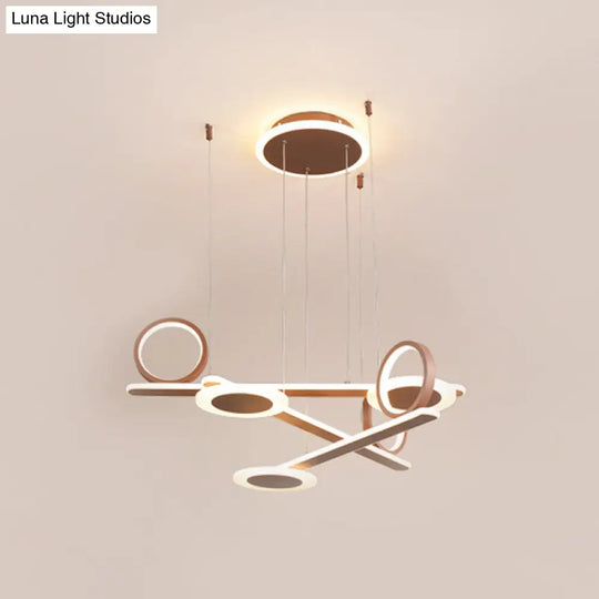 Contemporary Led Chandelier - Coffee Ring Pendant In Warm/White 31.5/39 Wide