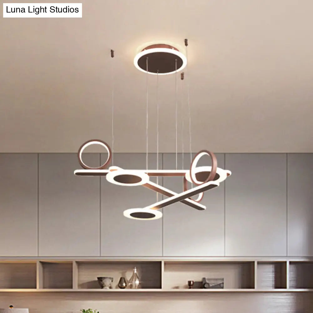 Contemporary Led Chandelier - Coffee Ring Pendant In Warm/White 31.5/39 Wide